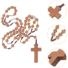 2-teiliges Vintage-Rosenkranz-Set mit Kürbisperlen und Kreuzanhänger, handgefertigte Gebetsperlen