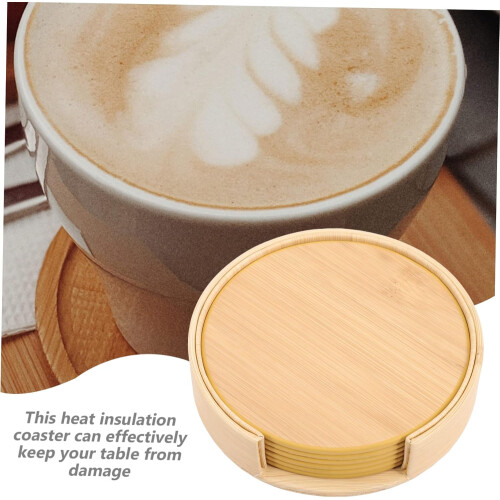 Leather Coaster Round Pu Drink Coasters Bamboo Grain Design for Table Decor Hot Cold Drinks Protection 2