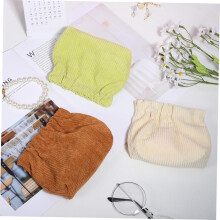 6 stuks corduroy make-up tasjes in diverse kleuren, zachte cosmetische opbergtasjes met elastische sluiting, draagbaar voor sieraden