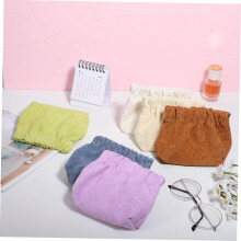 Set di 6 pochette per il trucco in velluto a coste, multicolore, morbide, con chiusura elastica, ideali per riporre gioielli e altri oggetti.