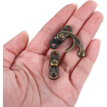 20 Stück Schmuckkästchen-Beschläge mit Schwenkarmverschluss in Antikbronze, rustikale Eisenhaken