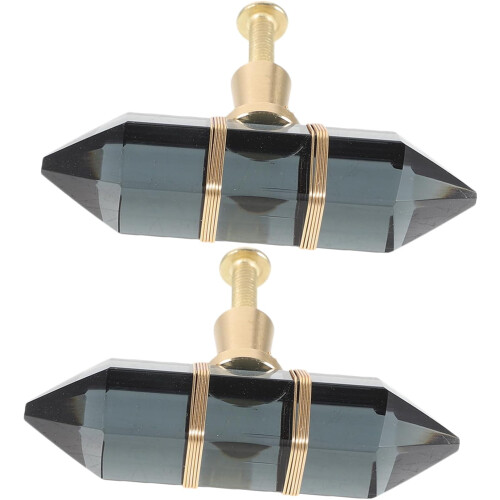 6pcs Hexagonal Crystal Wire Wrapped Knobs Brass Drawer Pulls Cabinet Handle 1