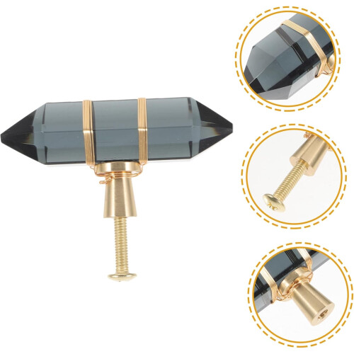 6pcs Hexagonal Crystal Wire Wrapped Knobs Brass Drawer Pulls Cabinet Handle 2