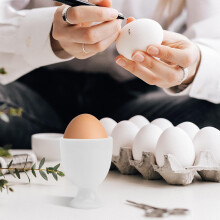 6 portauova per uso domestico in ceramica, portauova in porcellana fine bianca