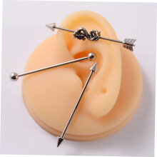 Set di 6 orecchini a perno per piercing industriale in acciaio inossidabile con design a serpente, curva e drago.