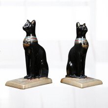 Serre-livres en résine noire en forme de chat (lot de 2) pour maintenir les livres et décorer un bureau.
