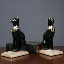 Creatieve zwarte hars kattenboekensteunen set van 2 stuks voor het vasthouden van boeken en als bureaudecoratie.