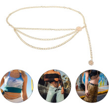 2pcs Adjustable Boho Waist Chain Women Ethnic Style Belly Jewelry Pendant Body Hanging Necklace