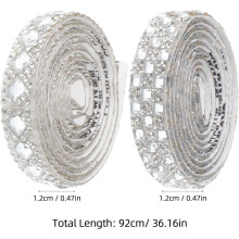 Rhinestone-tape glitrende rhinestone-strimler sølv selvklebende glitterbånd
