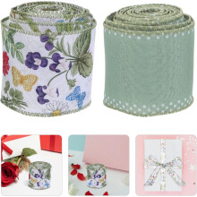2 rotoli di nastro floreale con filo metallico per decorazioni domestiche, fiocchi per artigianato, Natale, matrimoni, feste e confezioni regalo.