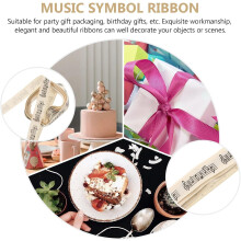 2 Stück Geschenkbänder aus Baumwolle mit Musiksymbolen, elegant beige, dekorativ