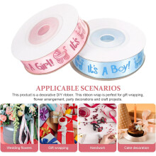 Dopbandsslingset i satin, 2 rullar (blå pojke 10 yards + rosa flicka 10 yards), slitstarkt satinband