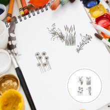 Set van 4 plantenstempels voor knutselprojecten, kleine scrapbookstempels