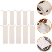 Lot de 10 sacs Ă couverts portables en coton avec cordon de serrage, pour pailles. Design simple.