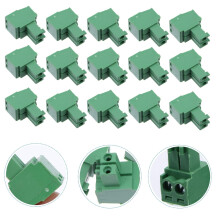 50 conectores de bloque de terminales PCB verdes con paso de ángulo recto para accesorios eléctricos.