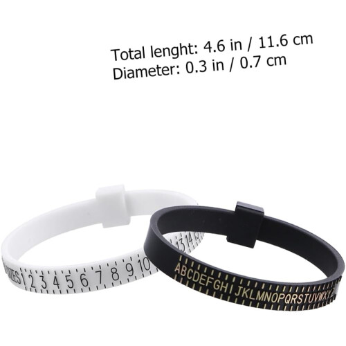 Set di 10 misuratori per anelli da gioiello in plastica, taglie US e UK. 1