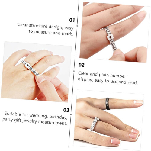 Set di 10 misuratori per anelli da gioiello in plastica, taglie US e UK. 2
