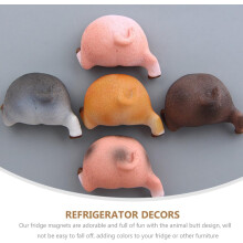 Lot de 5 aimants de réfrigérateur en forme de fesses de cochon, adorables et en résine à surface lisse.