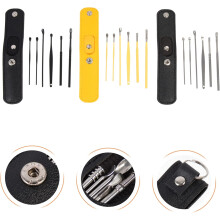 Kit per la rimozione del cerume da 6 pezzi: pulitore per orecchie in acciaio inossidabile, stuzzicadenti, cucchiaio e molla.