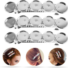 Lot de 5 supports de pinces à cheveux argentés avec ressort, pour la création de pinces à cheveux personnalisées.