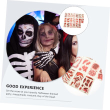 20 arkuszy tymczasowych naklejek z bliznami na Halloween, realistyczny makijaż