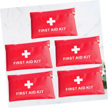 First Aid Bag and Medical Case 5pcs Set Mini 420d Oxford Fabric Emergency Storage Pouch Red 16x11cm