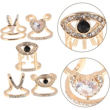 5-teiliges Set verstellbarer Fingernagelringe für Damen, Strass-Nagelschmuck, offenes Design, Fingernagel-Accessoires