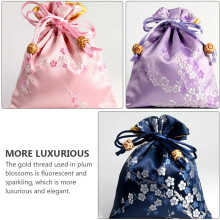 Brocade Jewelry Storage Pouches 5pcs Set 12x15cm Multi-color Plum Blossom Pattern Coin Purse Suitable