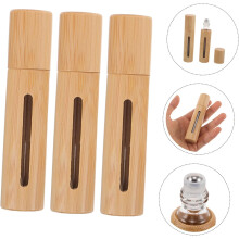 Lot de 5 flacons roll-on en bambou rechargeables pour huiles essentielles, application facile, contenants de parfum portables