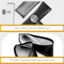 Lot de 4 pochettes de rangement exclusives pour microphones, en PU résistant à l'usure, imperméable et élégante avec fermeture éclair.