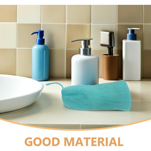4pcs Exfoliating Mesh Soap Pouch with Drawstring Hanging Pe Material Bar Soap Bag 2