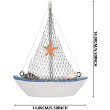4 modellini di barche a vela in stile mediterraneo, in legno, per decorazione nautica e domestica.