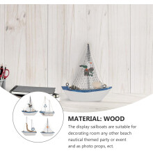 4pcs estilo mediterrâneo barco de vela modelo de madeira nave náutica barco de vela decoração do navio