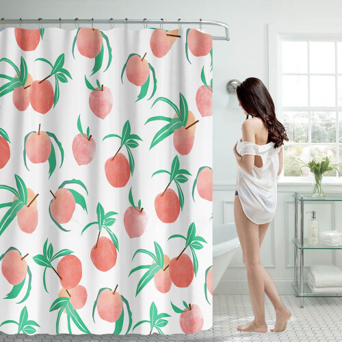 Fruit Print Shower Curtain70x70in, Waterproof Polyester 1