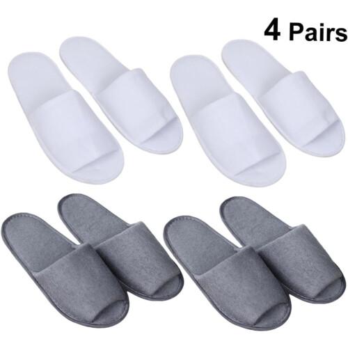 Pantoufles jetables à bout ouvert, pliables et portables, 4 paires 2