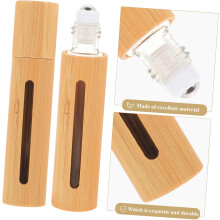 Bamboe roll-on flesjes, 3 stuks, 10 ml, kleine lege houders voor etherische oliën met venster, ideaal voor op reis en aromatherapie.