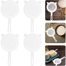 4pcs Food Mesh Strainer Nylon Plastic Reusable Juice Filter Strainer with Precision Weaving Technology White