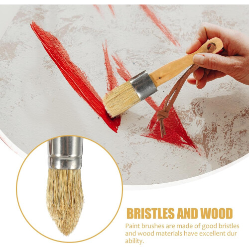 3pcs Beech Wood Handle Bristle Paintbrush Set, Multi-Function Household Art Brushes 2