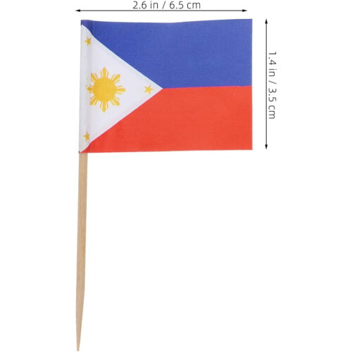 200pcs Philippines National Flag Shaped Cocktail Picks Creative Wood Fruit Picks Practical Decorative 1