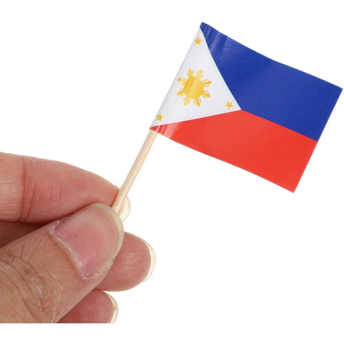 200pcs Philippines National Flag Shaped Cocktail Picks Creative Wood Fruit Picks Practical Decorative 2