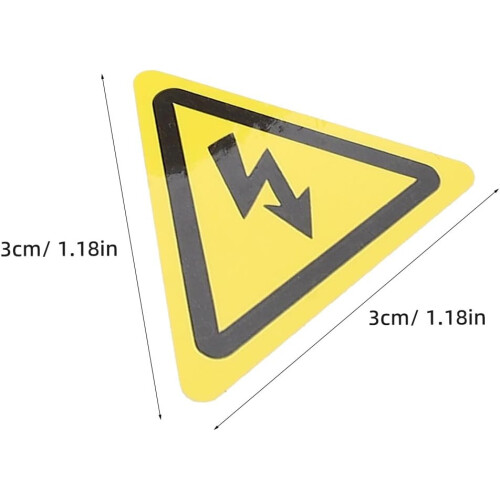 Yellow Triangular Caution Warning Labels Self Adhesive Waterproof Electrical Hazard Stickers 1