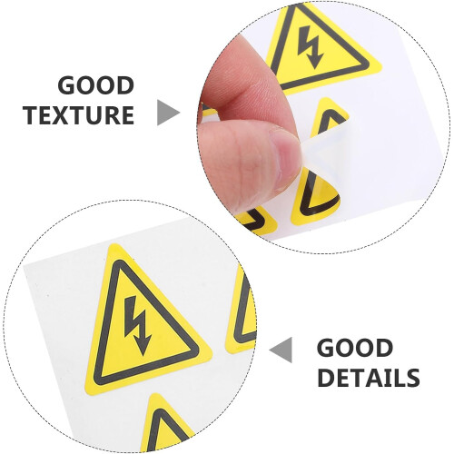 Yellow Triangular Caution Warning Labels Self Adhesive Waterproof Electrical Hazard Stickers 2