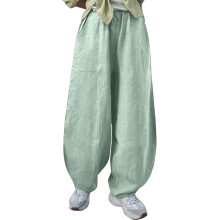Women's casual cotton and linen loose-fitting-Green XXXL