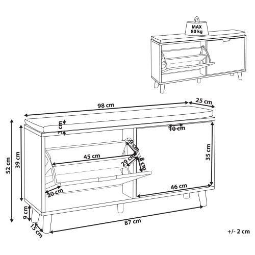 Beliani Shoe Storage Bench MINERAL White 2