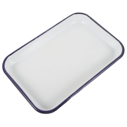 Plaque de cuisson rectangulaire en émail blanc 34 x 24 cm 1