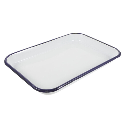 Plaque de cuisson rectangulaire en émail blanc 34 x 24 cm 2