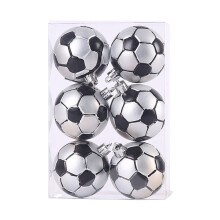 Boules décoratives de Noël sur le thème du football, 6 pièces, 6 cm (2,36 pouces), pour sapin de Noël.