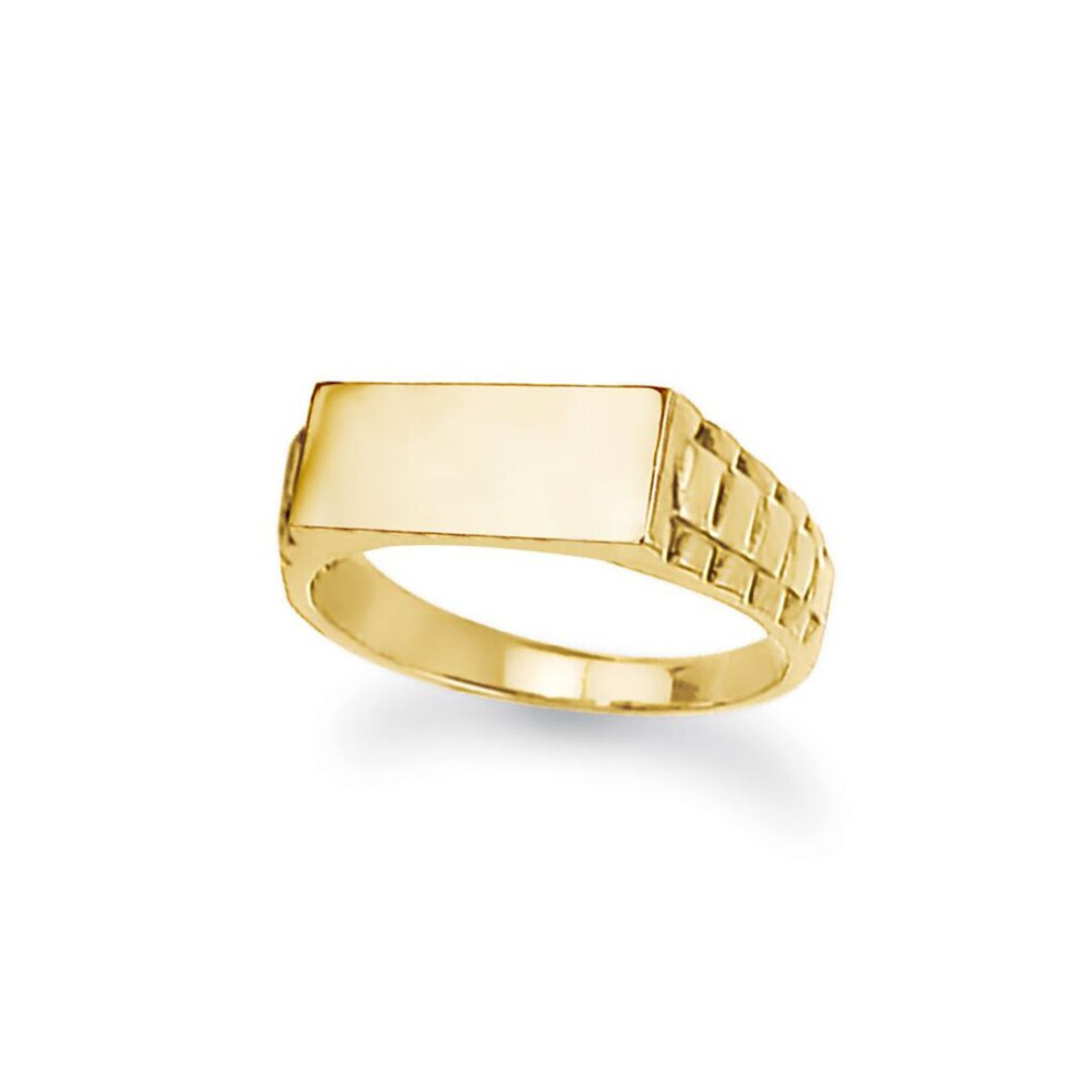 Jewelco London (T) Unisex Solid 9Ct Engravable Presidential Initial Blank Plate Signet Ring - Jir003 Gold