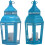 2 lanterne portacandele in vetro blu e ferro da 14,4" 2