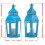 2 lanterne portacandele in vetro blu e ferro da 14,4" 3